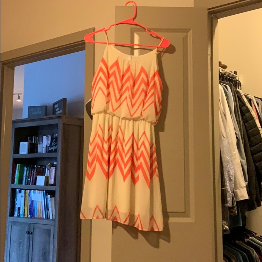 Coral and white chevron sundress